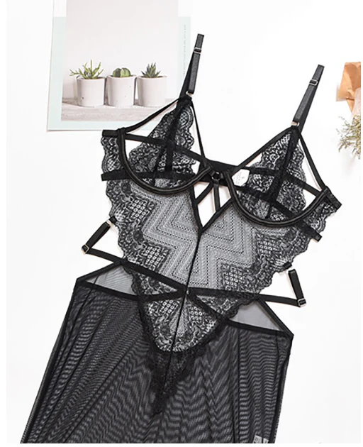 Take Me Home Sheer Mesh Lace Spaghetti Strap Babydoll - Image 4