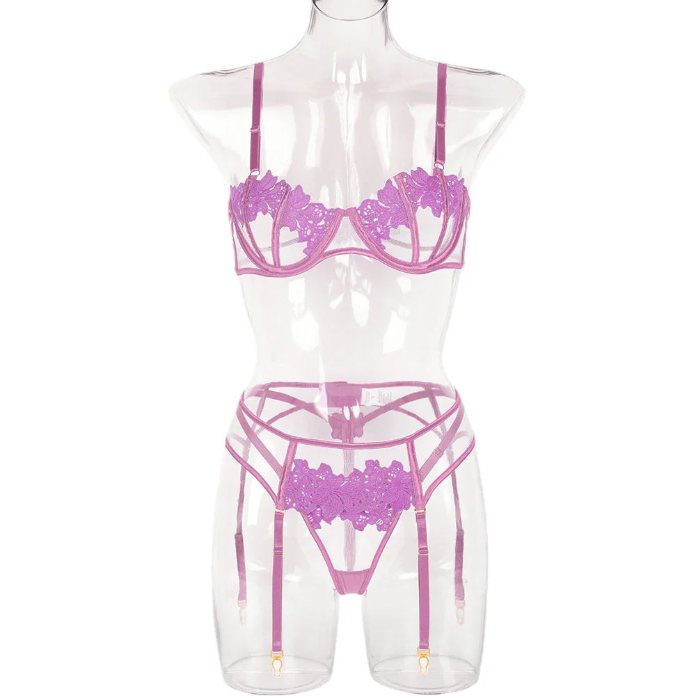 Three Piece Set Hot Hollow Lingerie in Multi Colors - Image 5