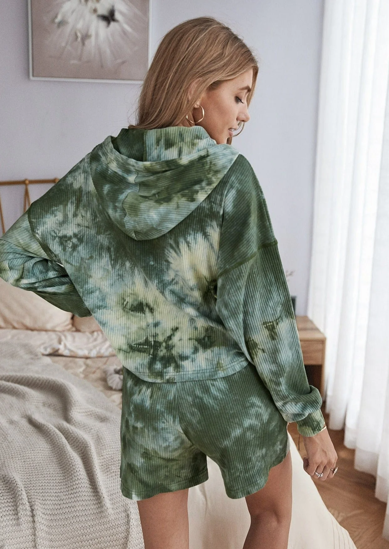 Tie-Dye Ribbed Hoodie Lounge Set - Image 2