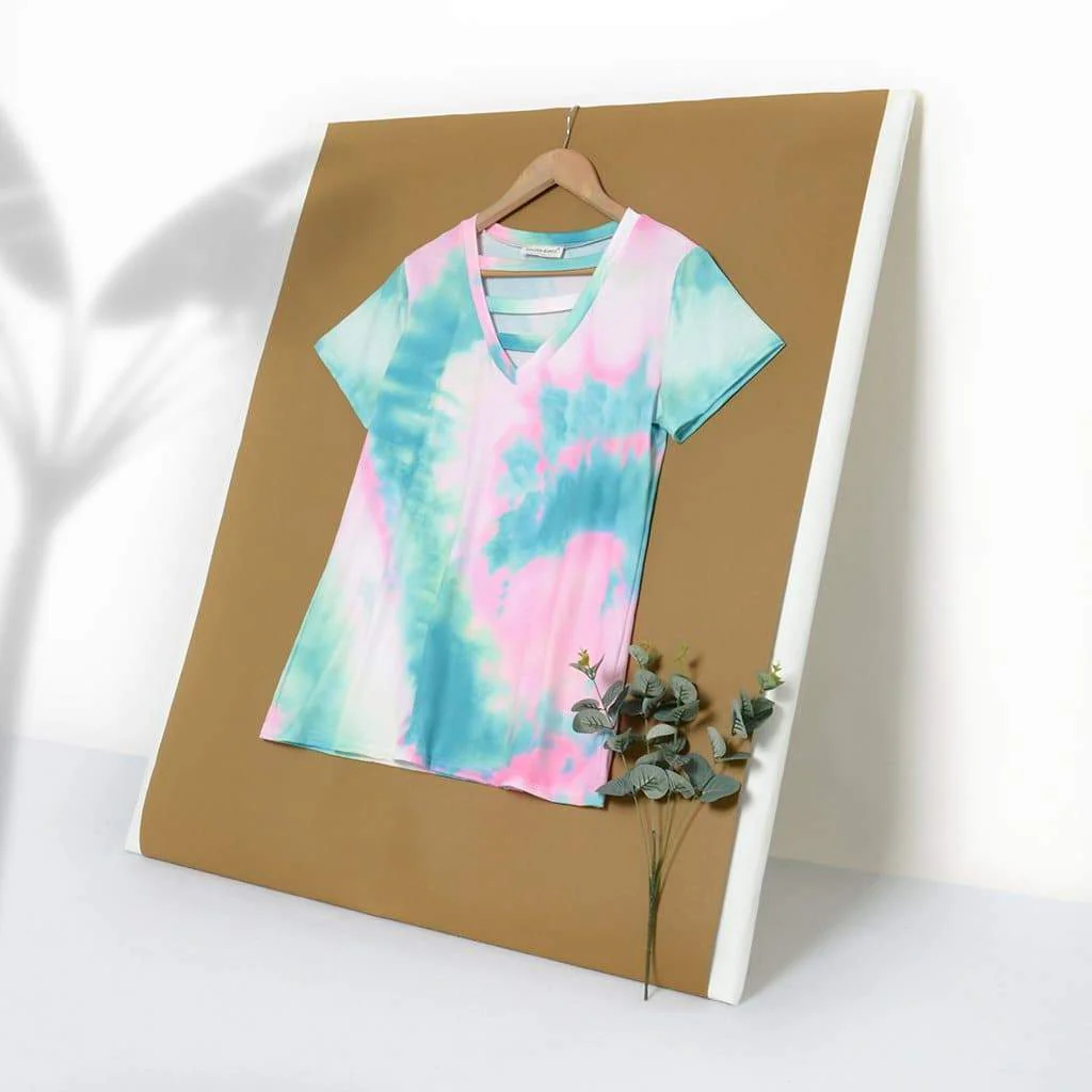 Tie-Dye V Neck Bar T-Shirt - Image 8