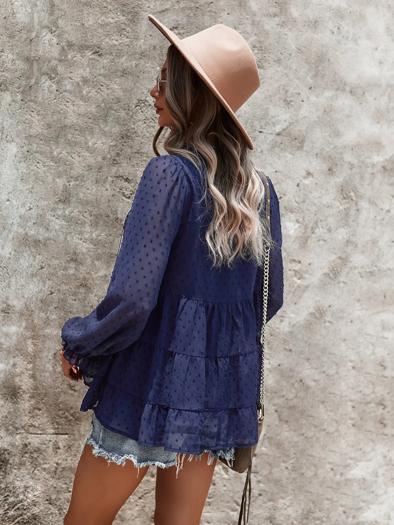 Tie Neck Bib Style Blouse - Image 18