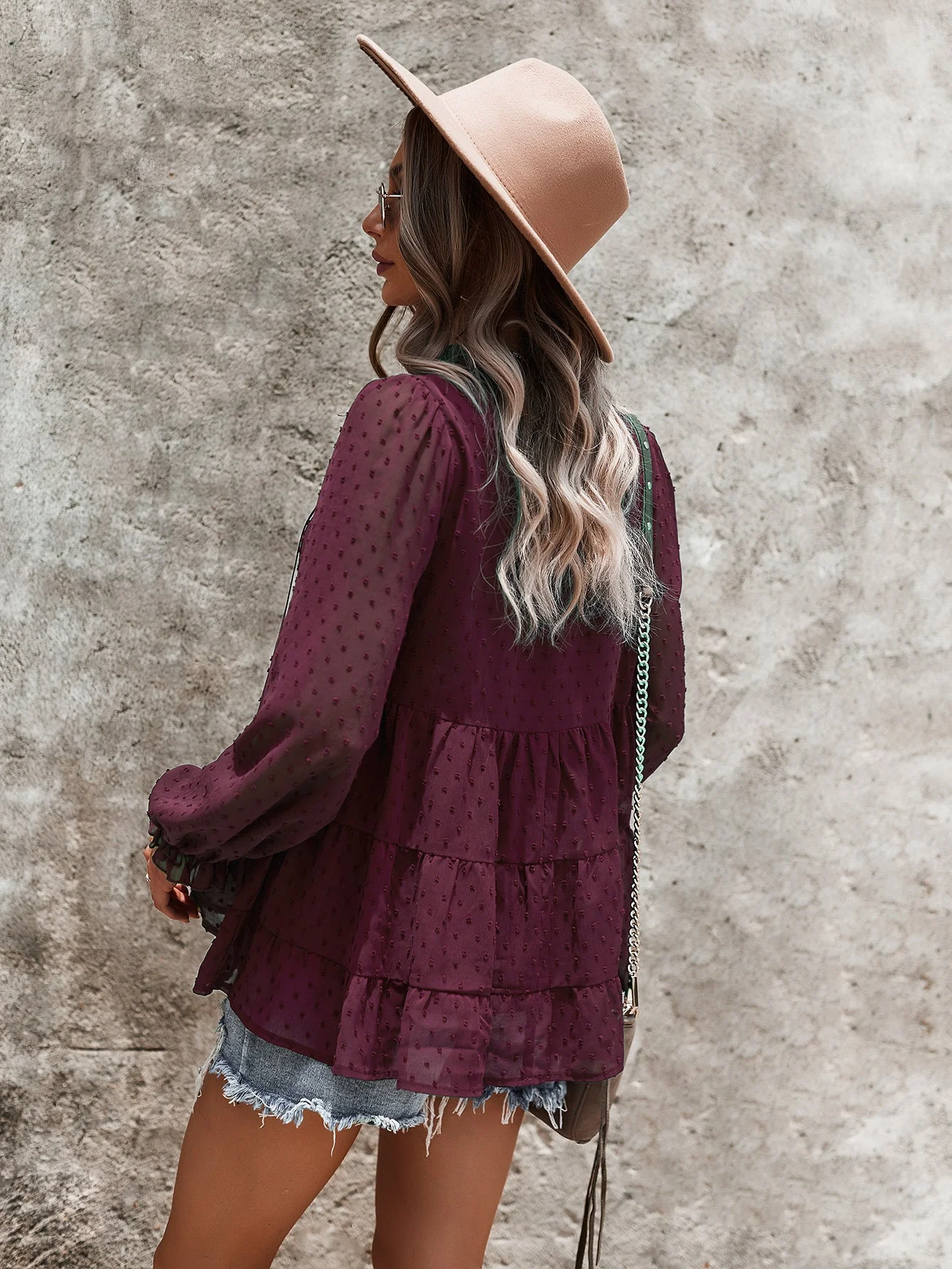 Tie Neck Bib Style Blouse - Image 8