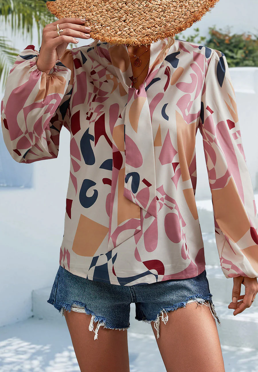 Tie Neck Bishop Sleeve Blouse - Image 10
