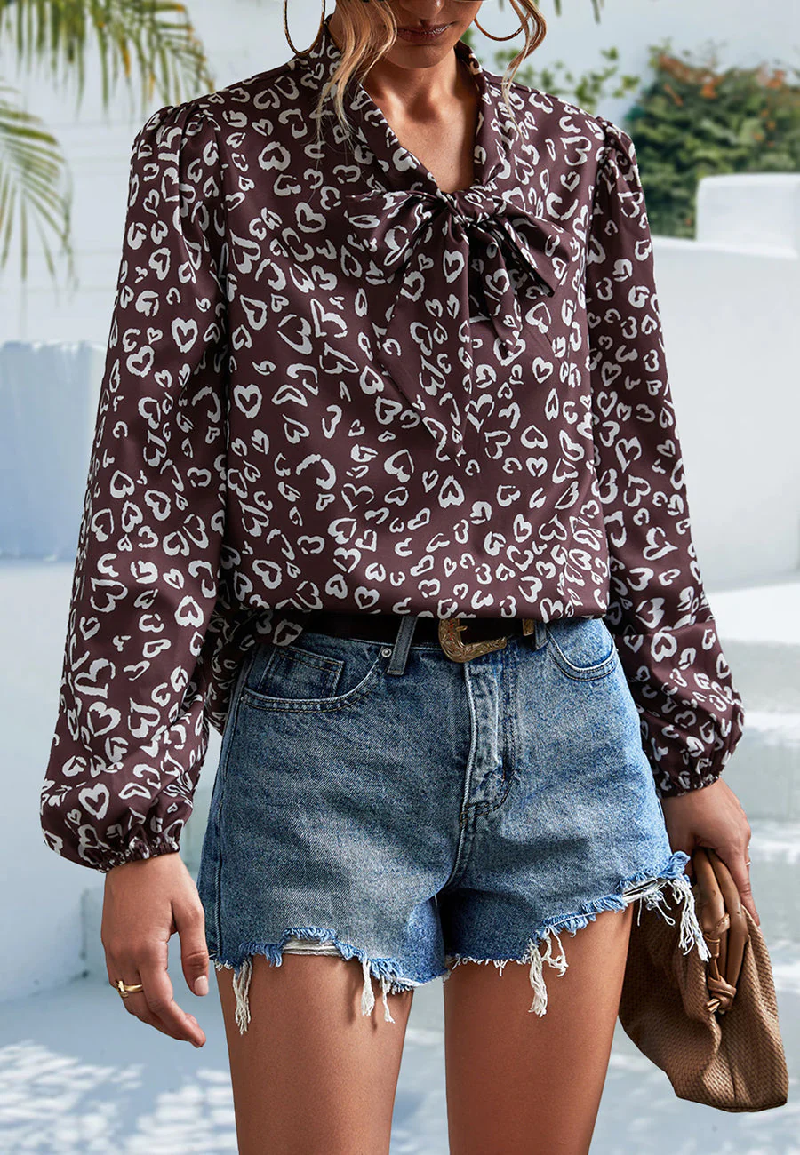 Tie Neck Bishop Sleeve Blouse - Image 2