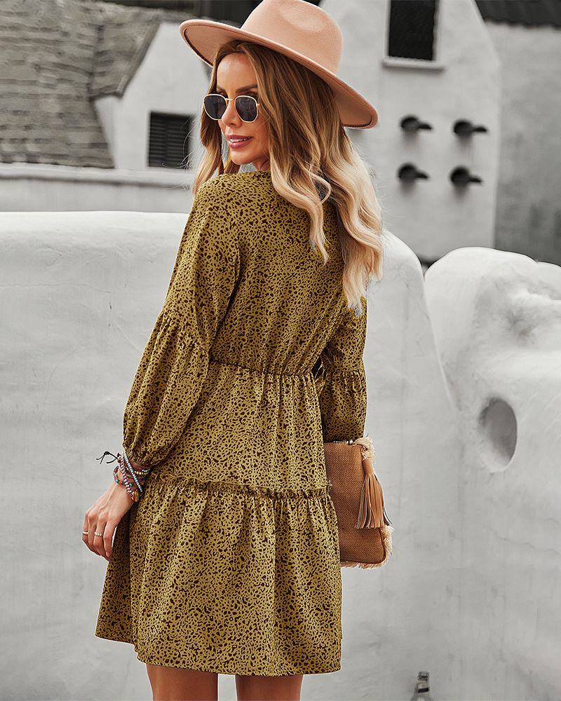 Tie Neck Bishop Sleeve Dress - Image 8