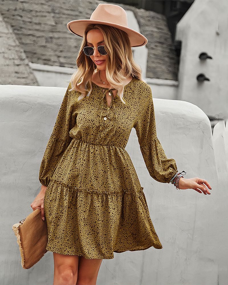 Tie Neck Bishop Sleeve Dress - Image 9