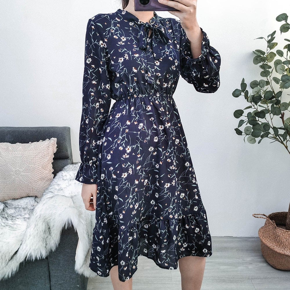 Tie Neck Cinched Waist Dress - Image 3