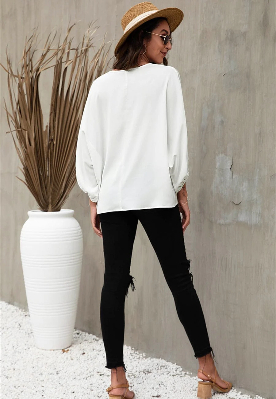 Tie Neck Classic Light Blouse - Image 12