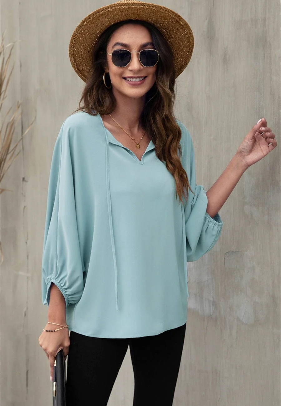 Tie Neck Classic Light Blouse - Image 5