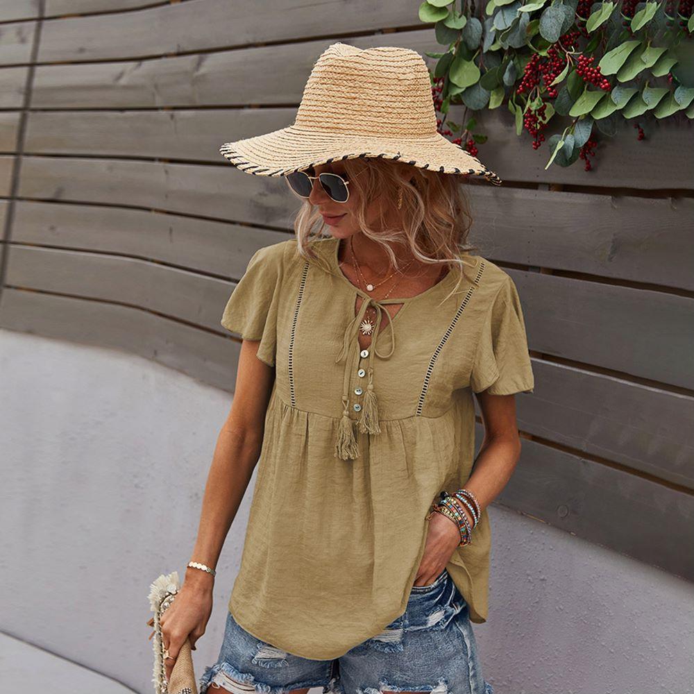 Tie Neck Flowy Sleeve Blouse - Image 15
