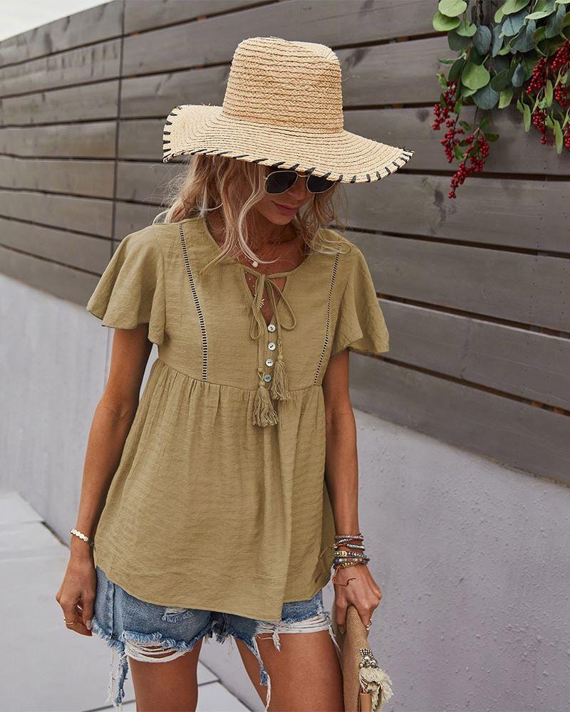 Tie Neck Flowy Sleeve Blouse - Image 18