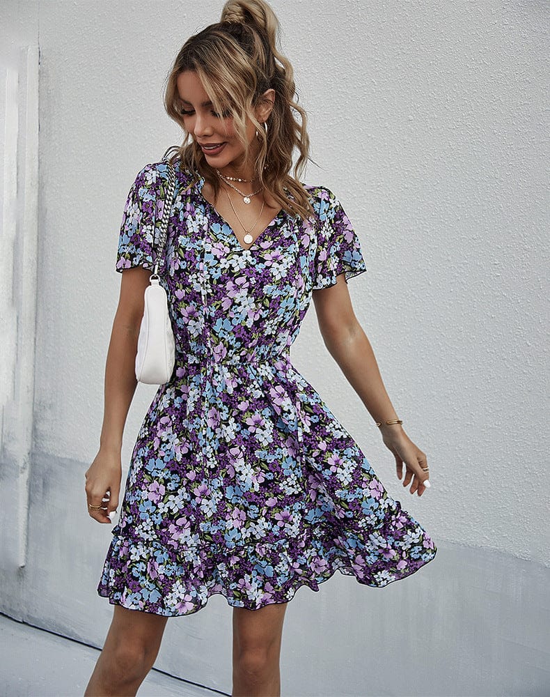 Tie Neck Flutter Sleeve Dress - Image 4