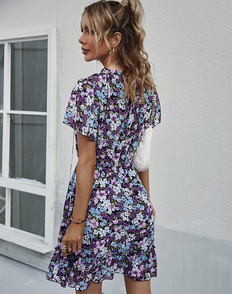 Tie Neck Flutter Sleeve Dress - Image 5