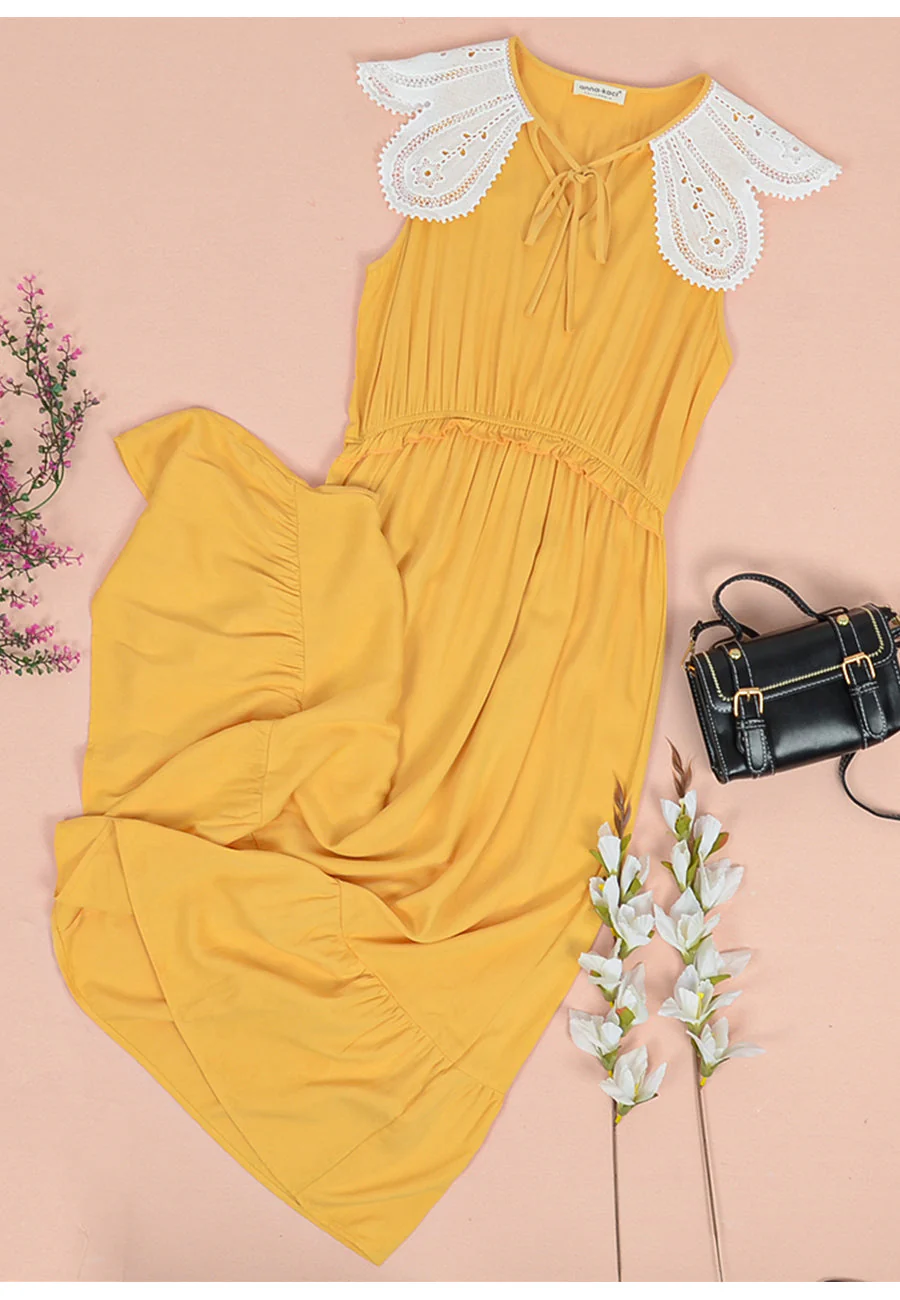 Tie Neck Lace Sleeve Dress - Image 19