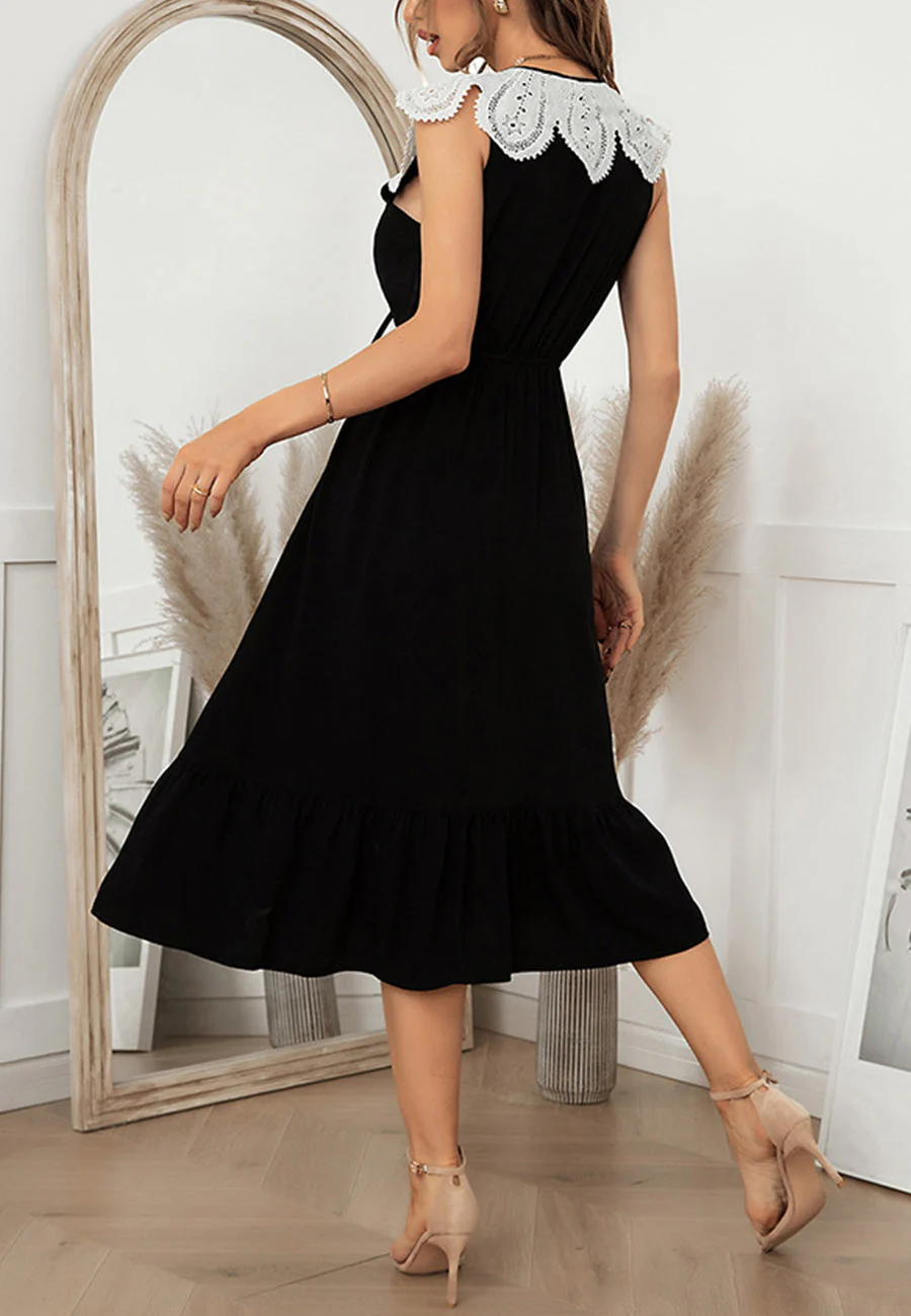 Tie Neck Lace Sleeve Dress - Image 6