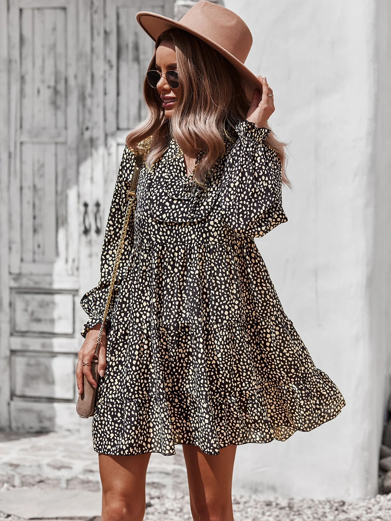 Tie Neck Layered Front Dress - Image 14