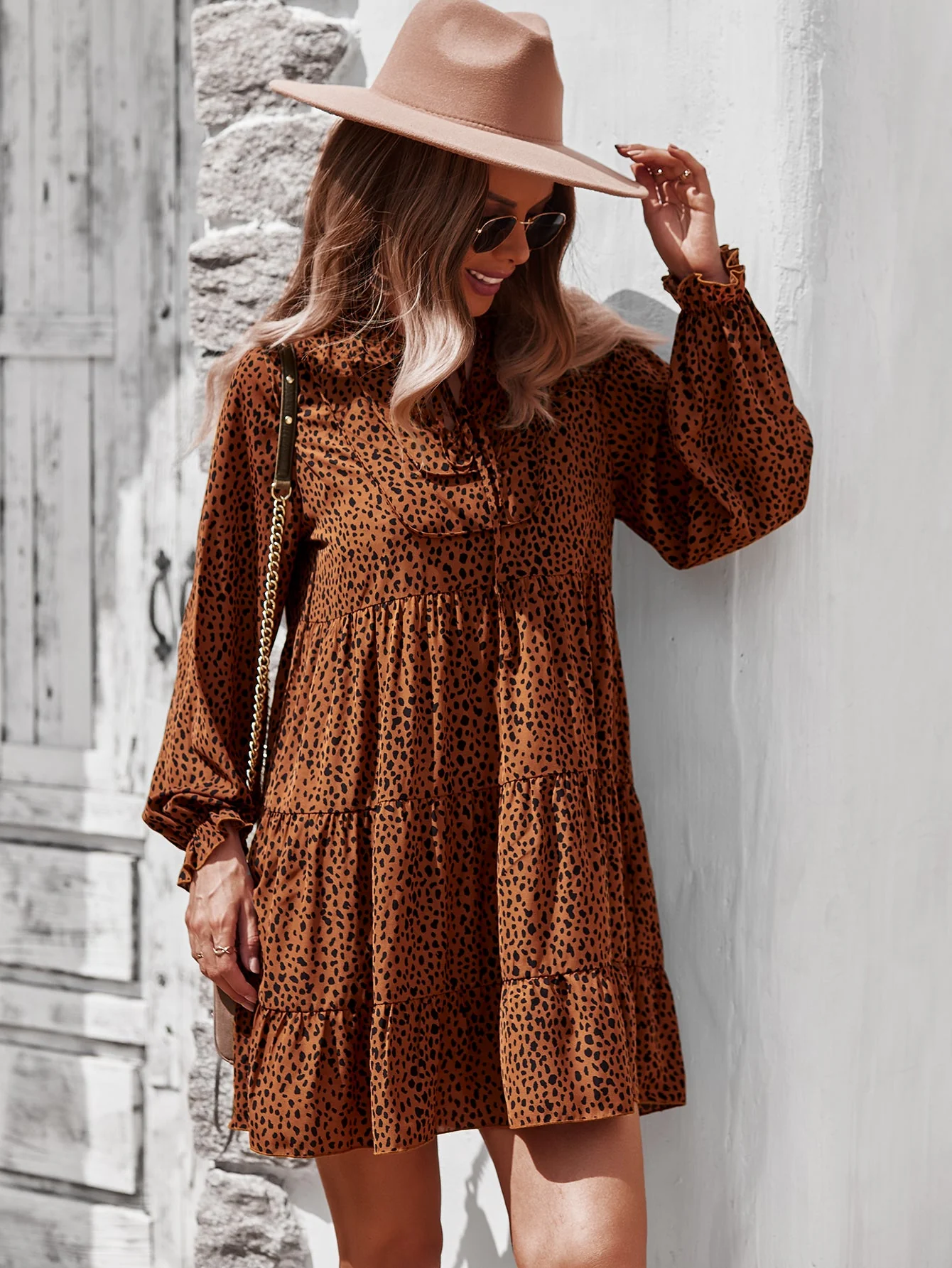 Tie Neck Layered Front Dress - Image 22