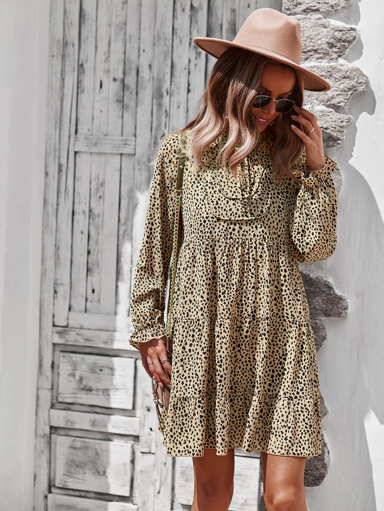 Tie Neck Layered Front Dress - Image 24