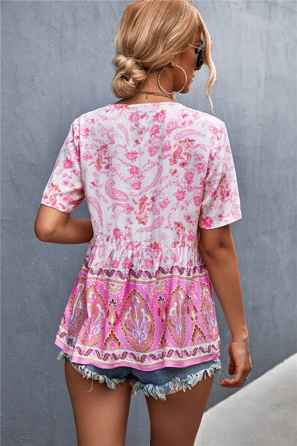 Tie Neck Loose Boho Blouse - Image 13