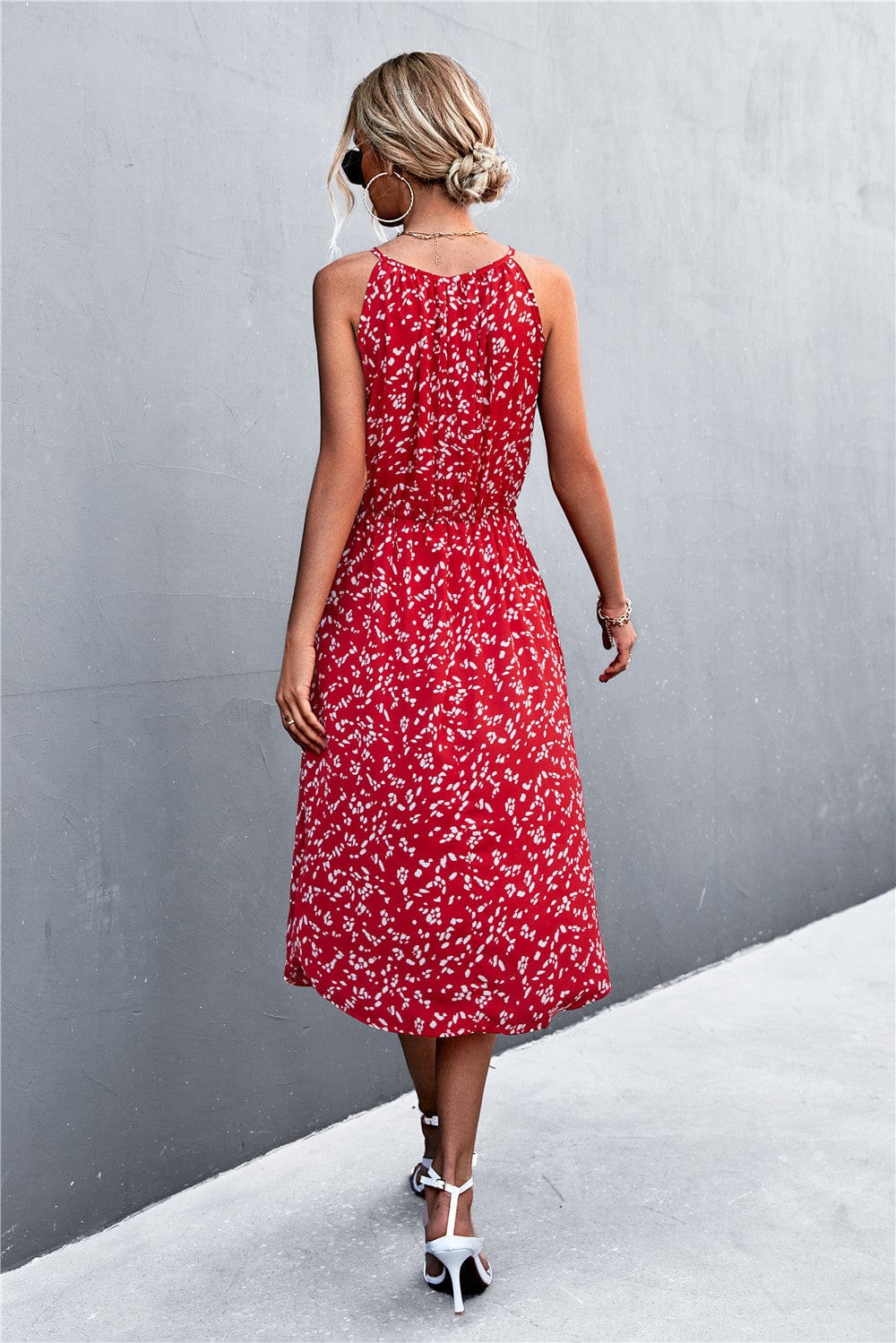 Tie Neck Printed Spring Dress - Image 15