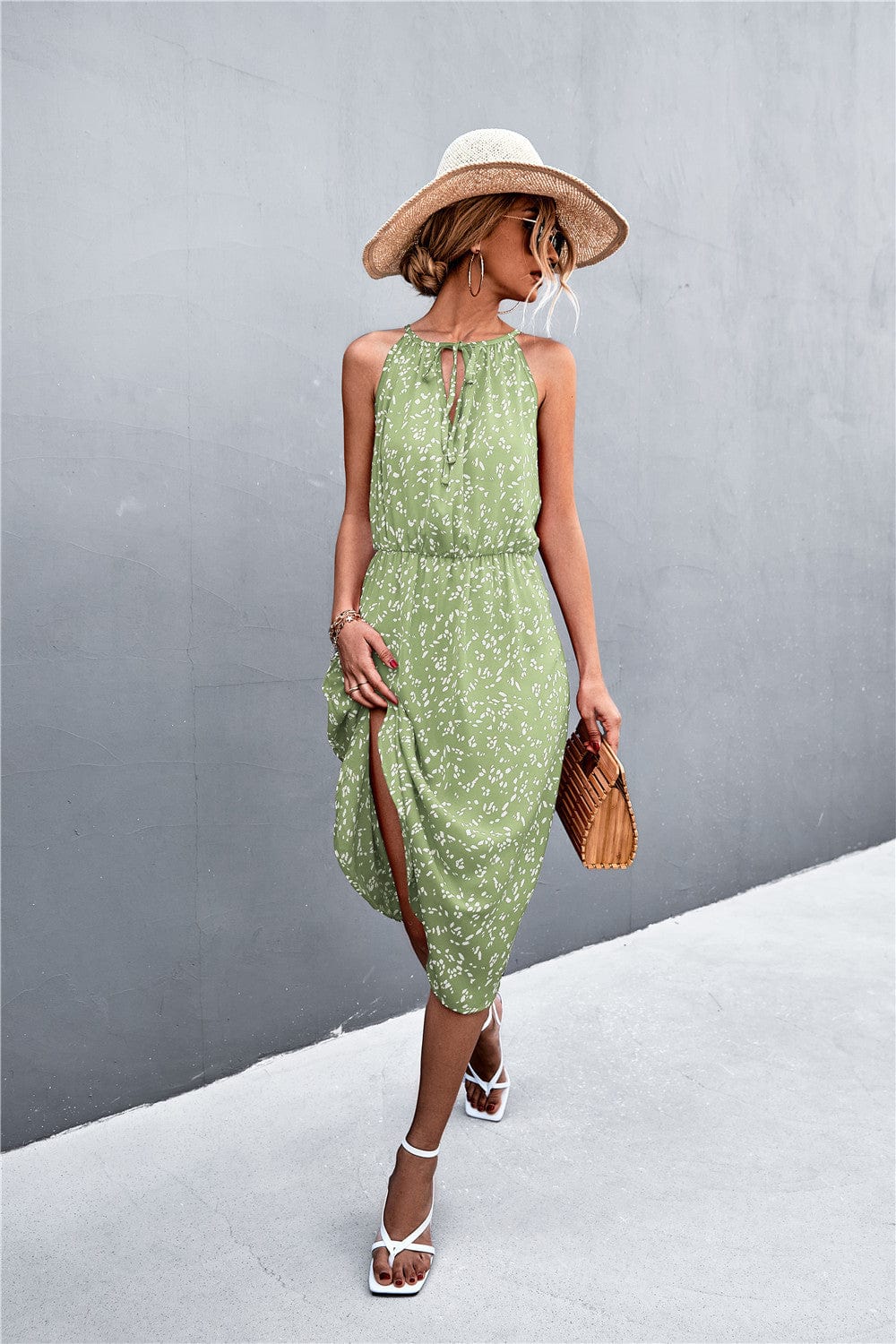 Tie Neck Printed Spring Dress - Image 2