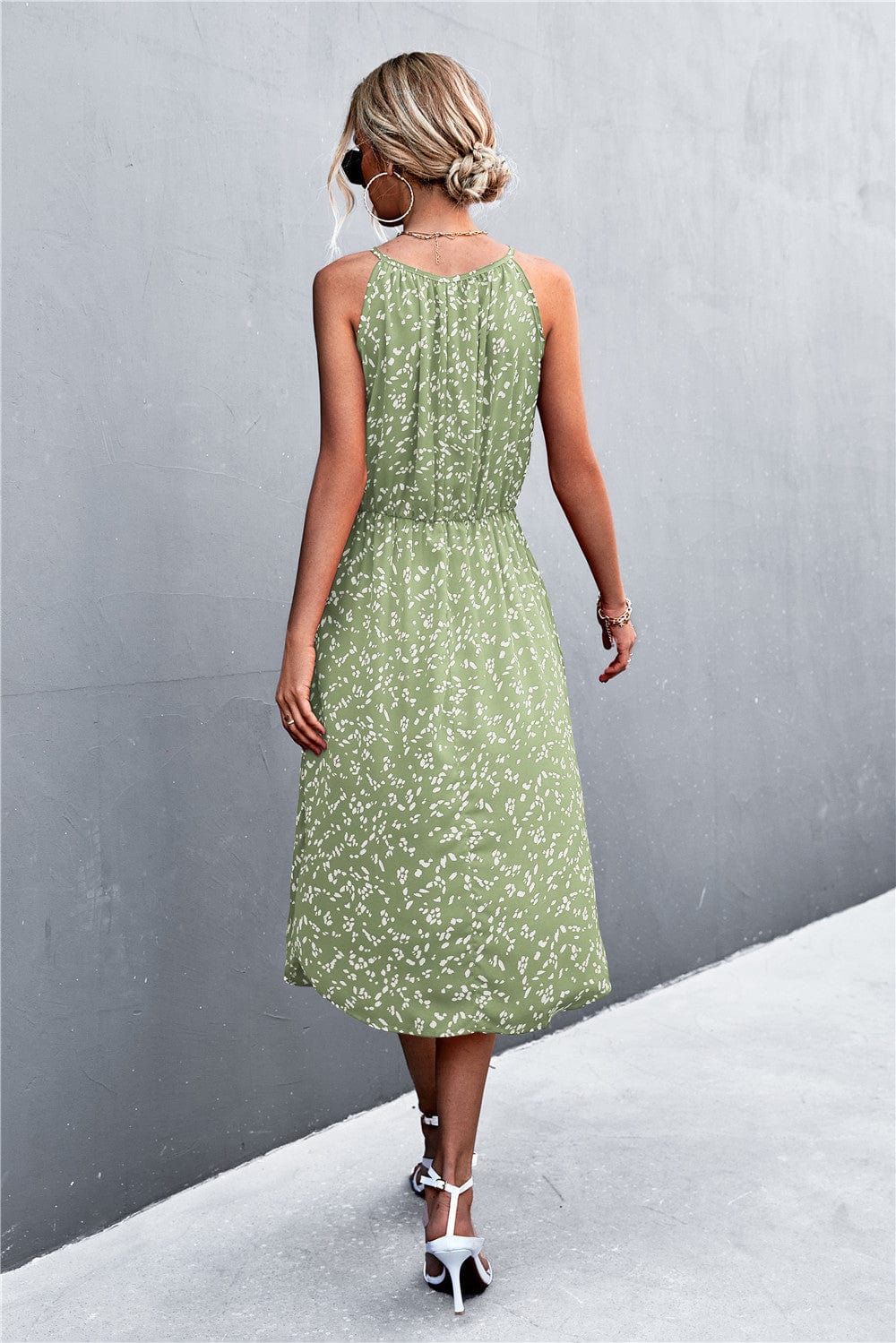 Tie Neck Printed Spring Dress - Image 6