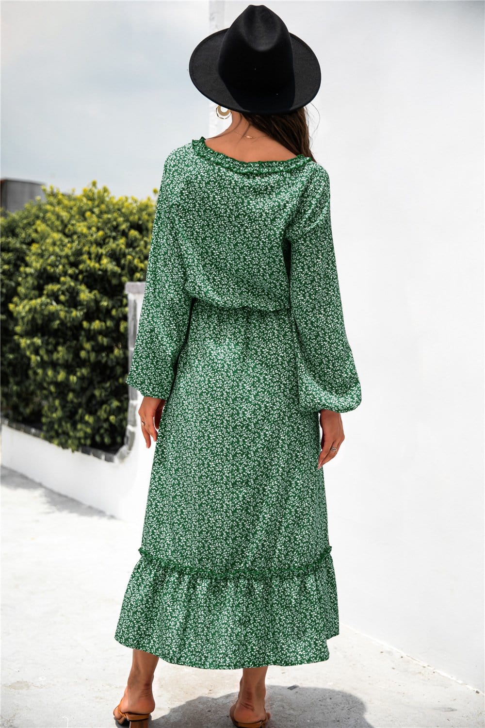 Tie Neck Ruffle Hem Dress - Image 15