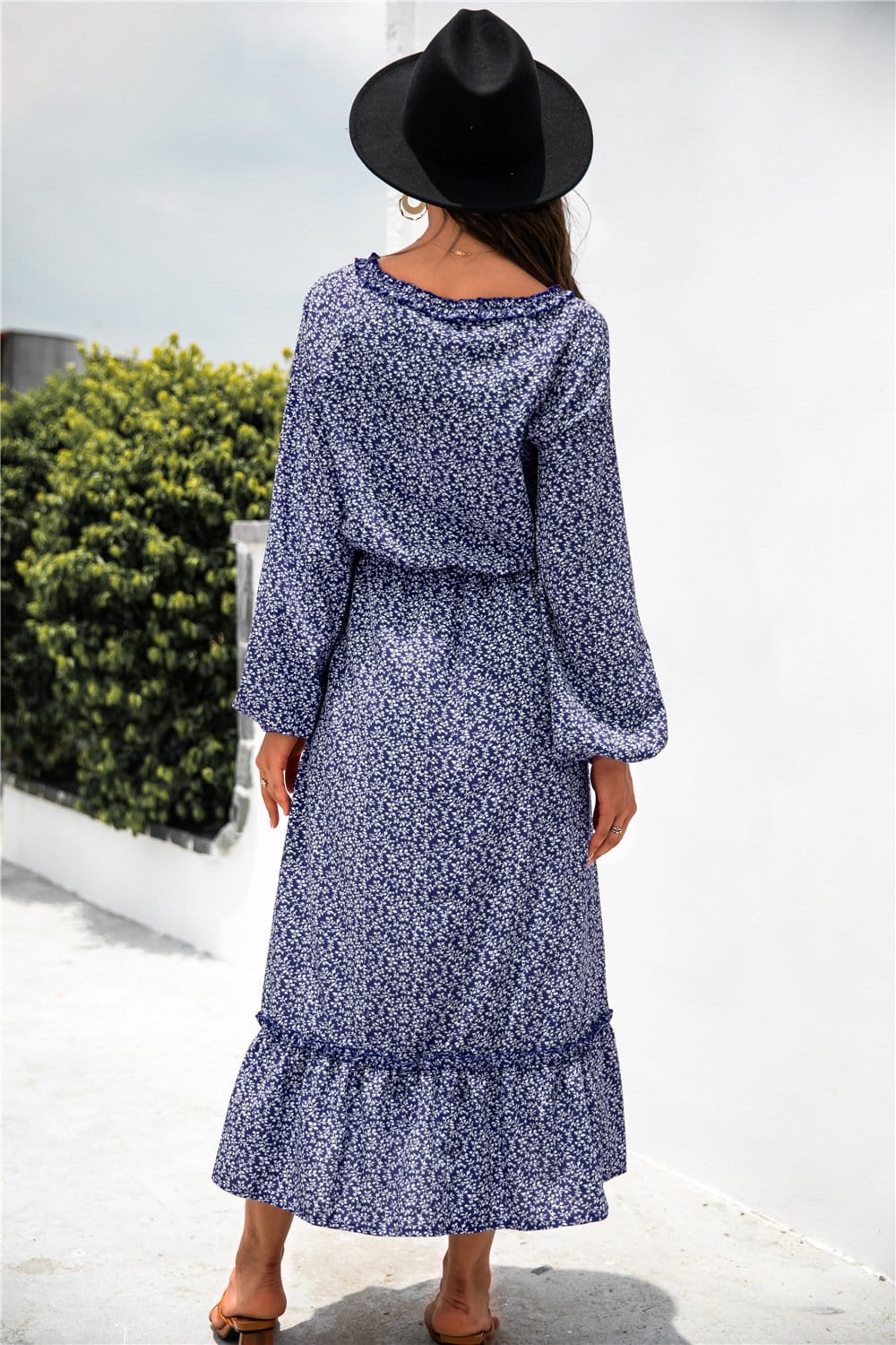 Tie Neck Ruffle Hem Dress - Image 20
