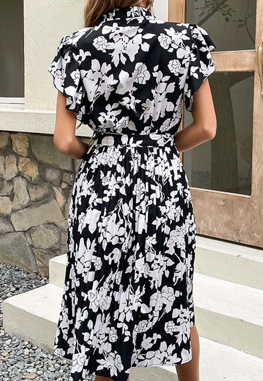 Tie Neck Ruffle Sleeve Dress - Image 3