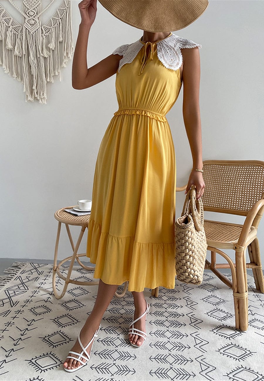 Tie Neck Scallop Lace Dress - Image 11
