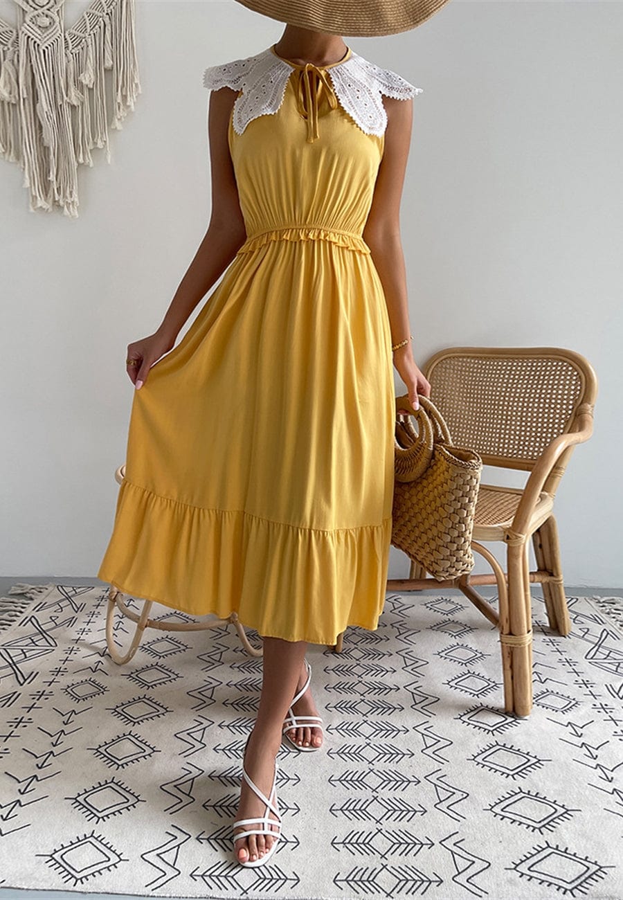 Tie Neck Scallop Lace Dress - Image 12