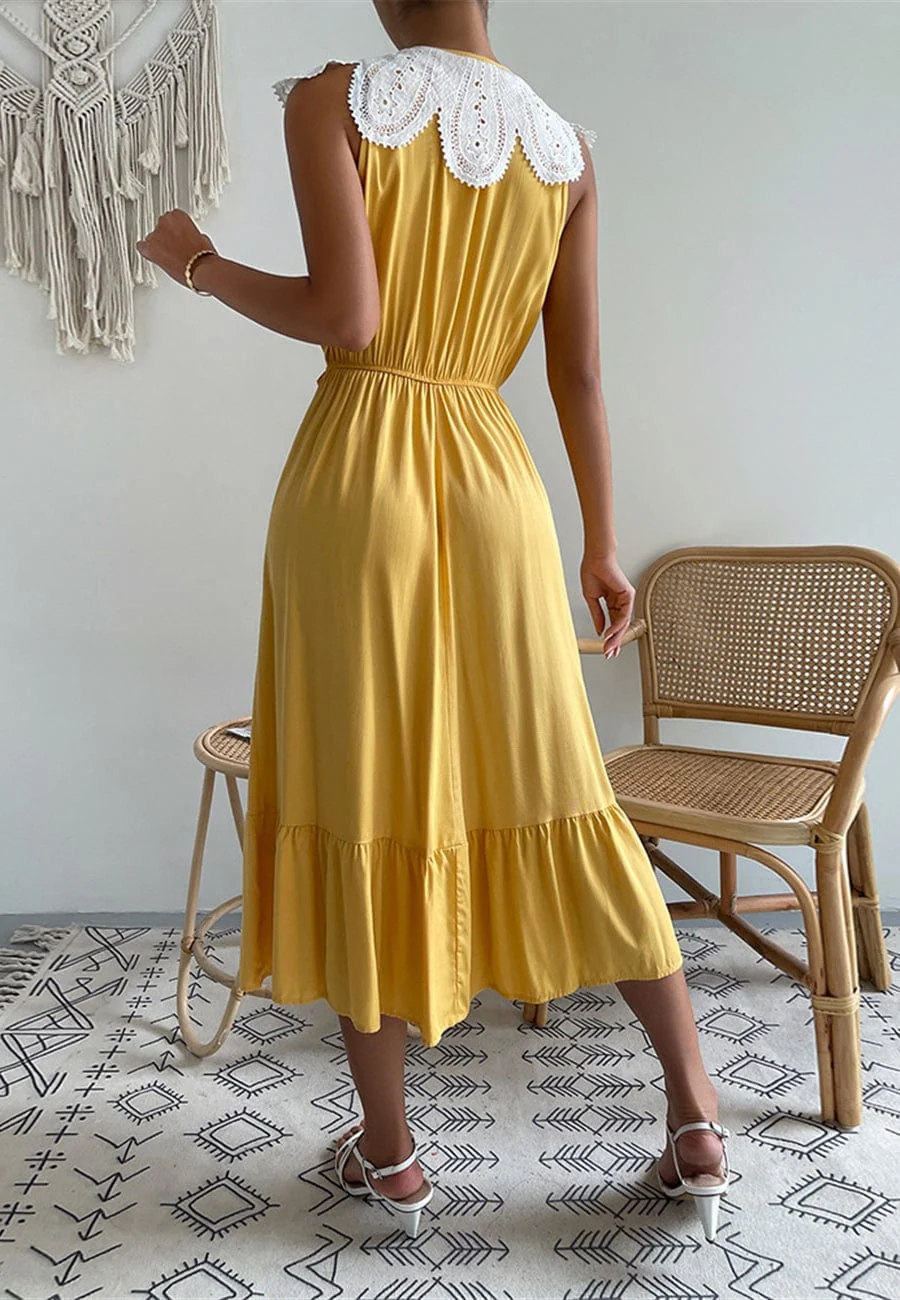 Tie Neck Scallop Lace Dress - Image 14