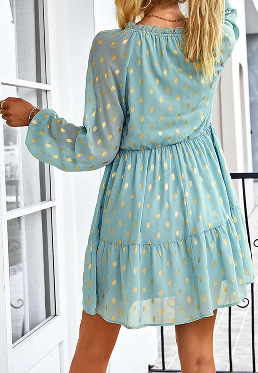Tie Neck Spotted Dress - Image 12