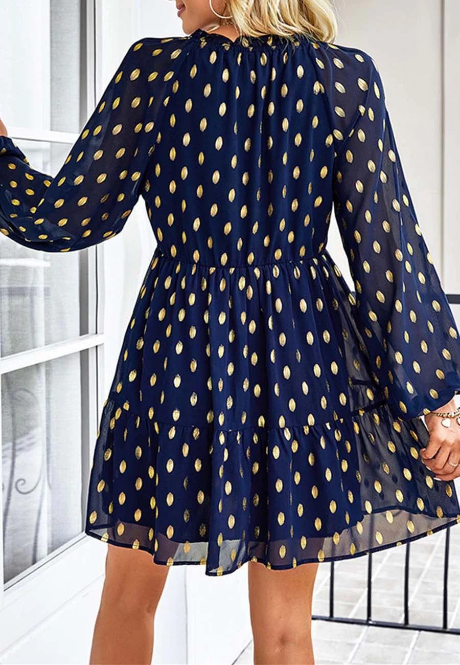 Tie Neck Spotted Dress - Image 18
