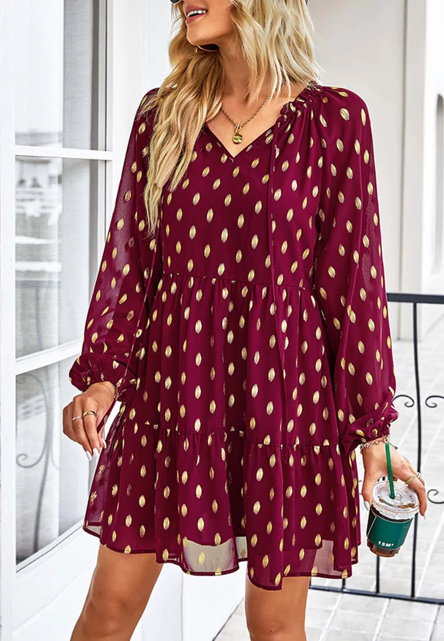 Tie Neck Spotted Dress - Image 22