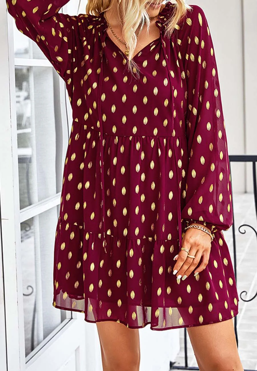 Tie Neck Spotted Dress - Image 23