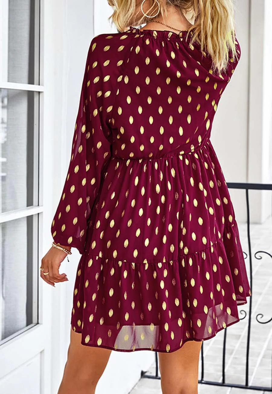 Tie Neck Spotted Dress - Image 25