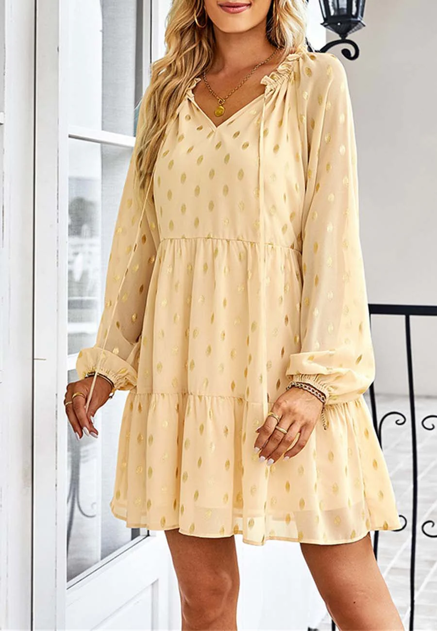 Tie Neck Spotted Dress - Image 27