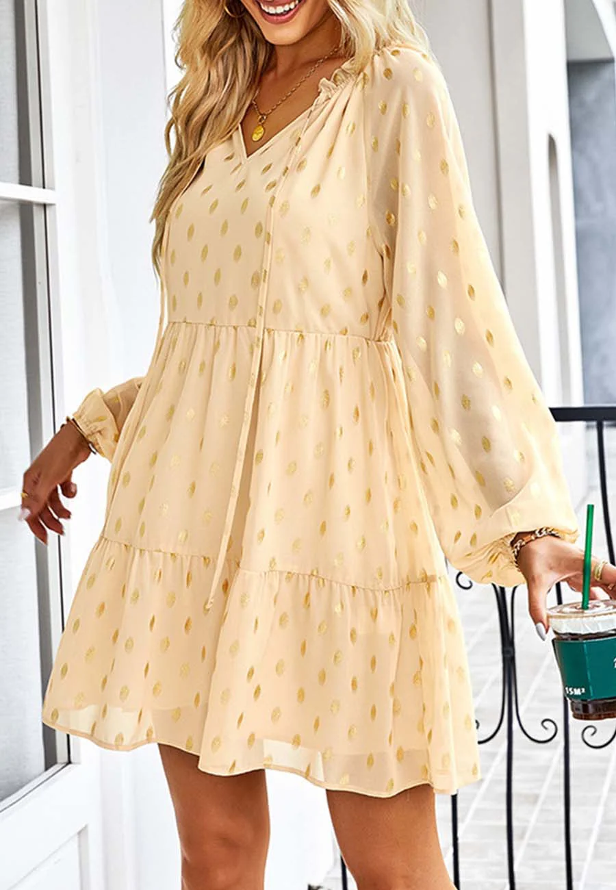 Tie Neck Spotted Dress - Image 28