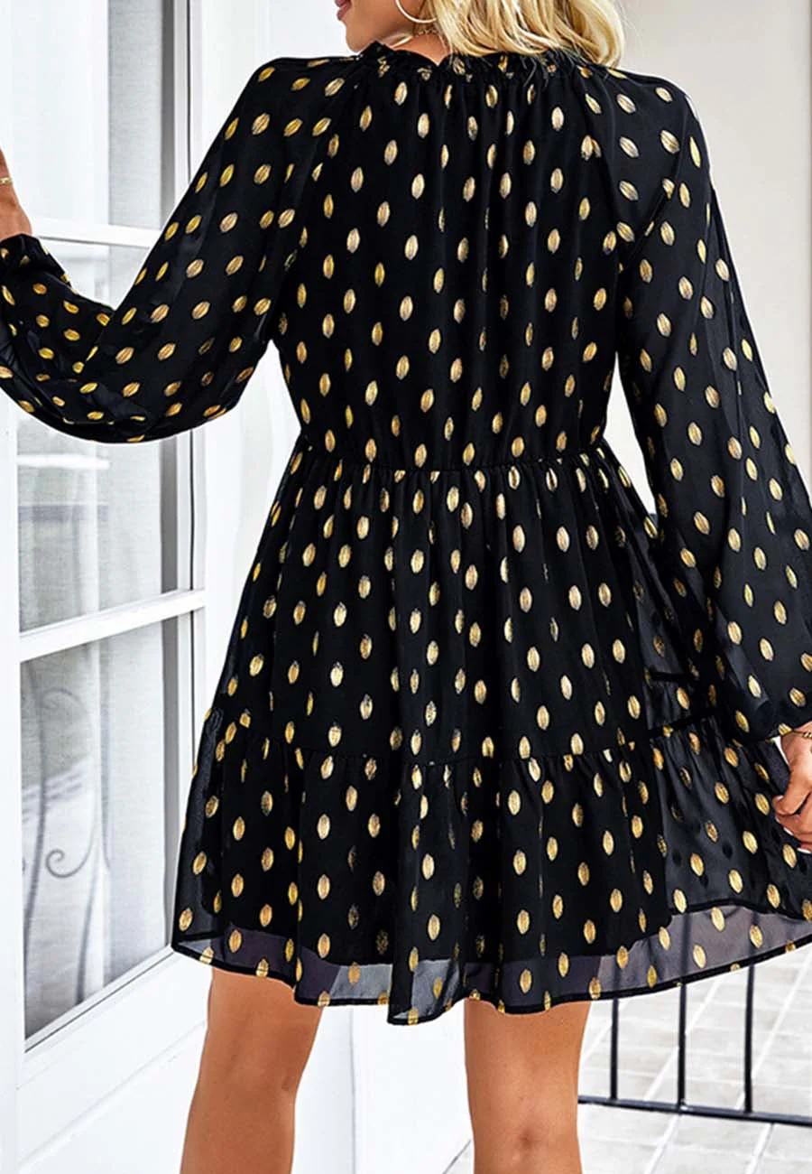 Tie Neck Spotted Dress - Image 6