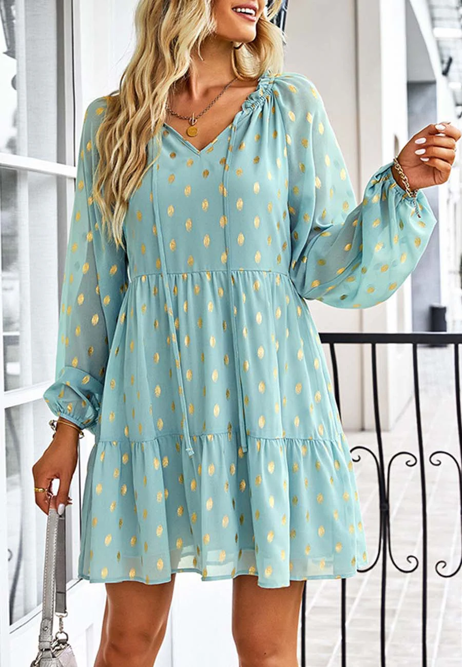 Tie Neck Spotted Dress - Image 7
