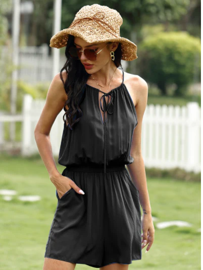 Tie Neck Summer Romper - Image 10