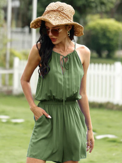 Tie Neck Summer Romper - Image 9