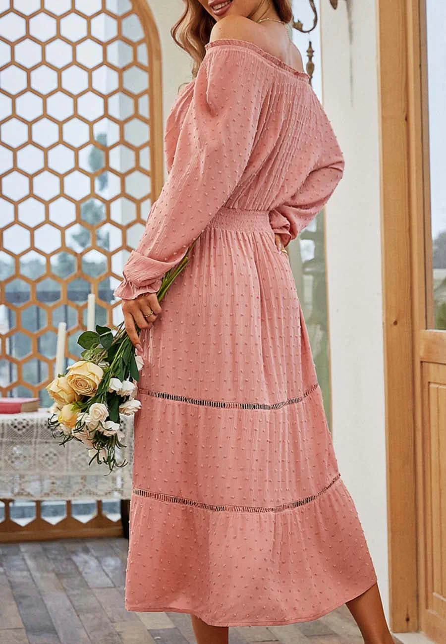 Tie Neck Swiss Dot Boho Dress - Image 4