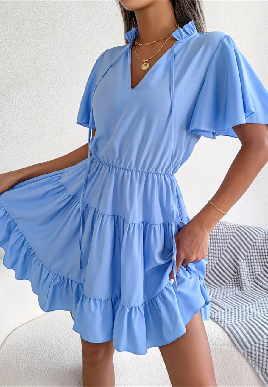 Tie Neck Tiered Dress - Image 3