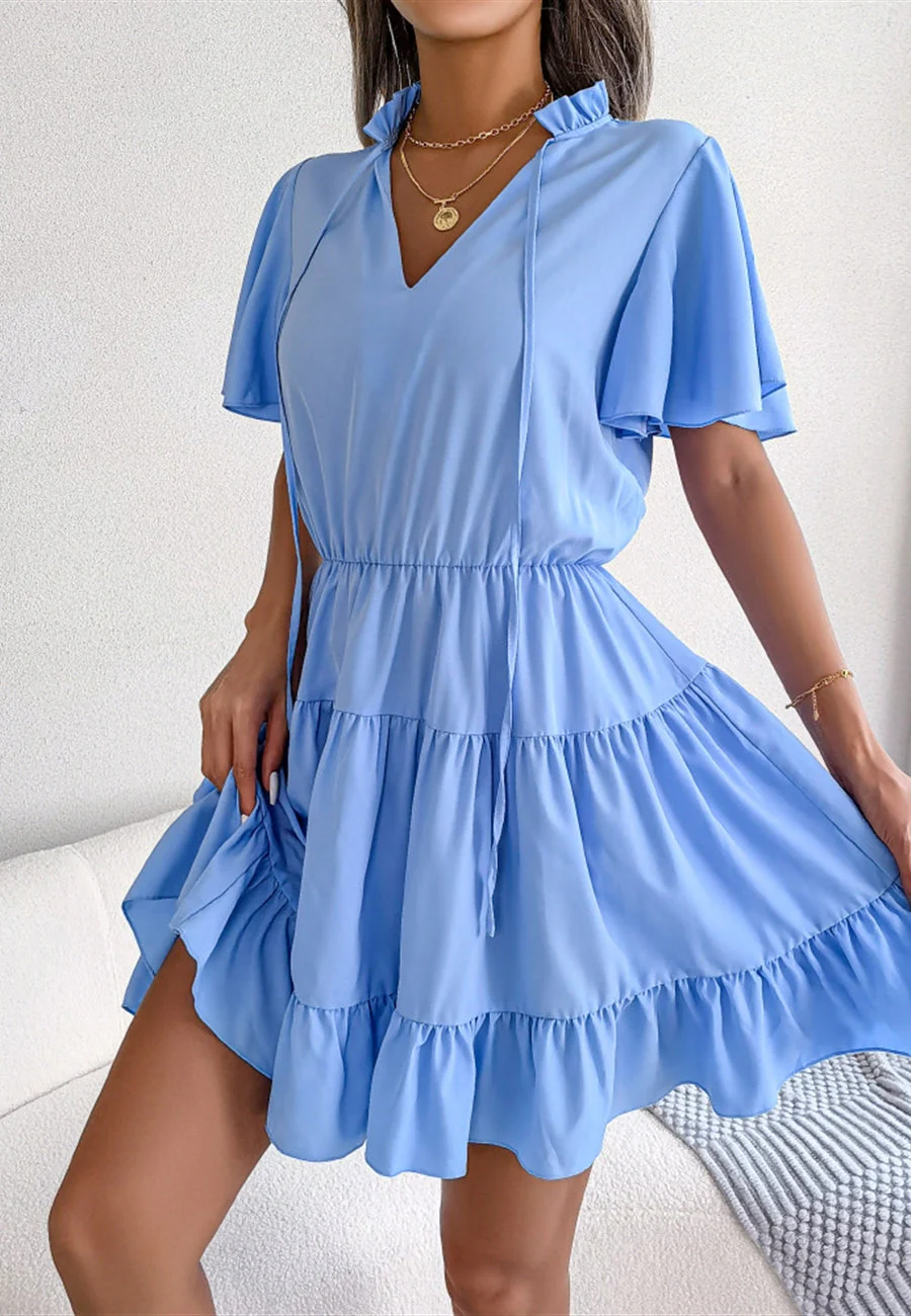 Tie Neck Tiered Dress - Image 6