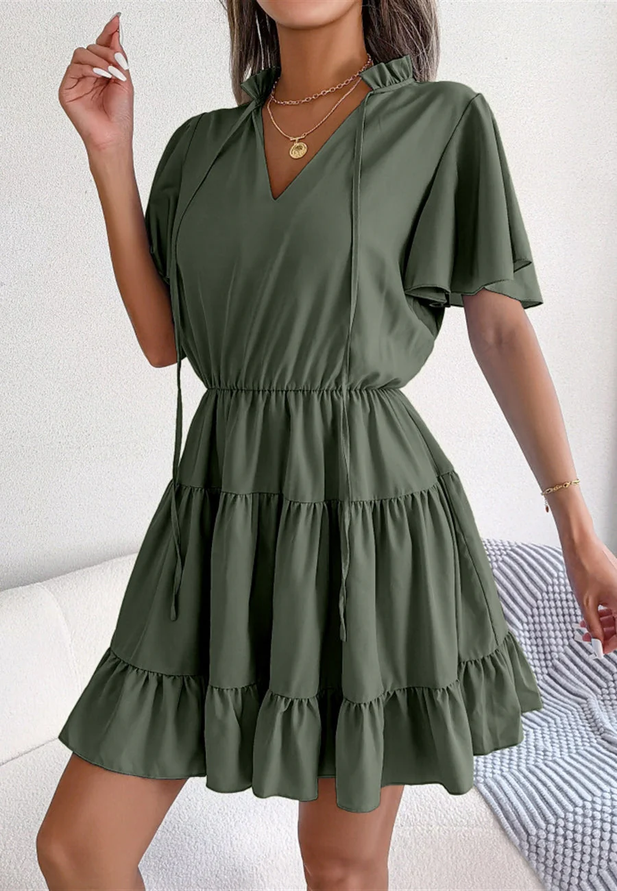 Tie Neck Tiered Dress - Image 7