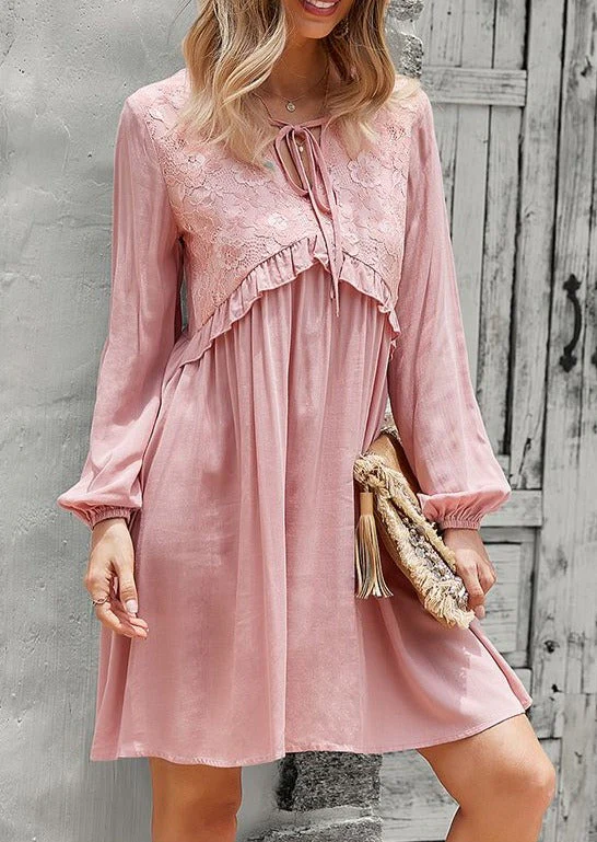 Tie Neck Tunic Dress - Image 10