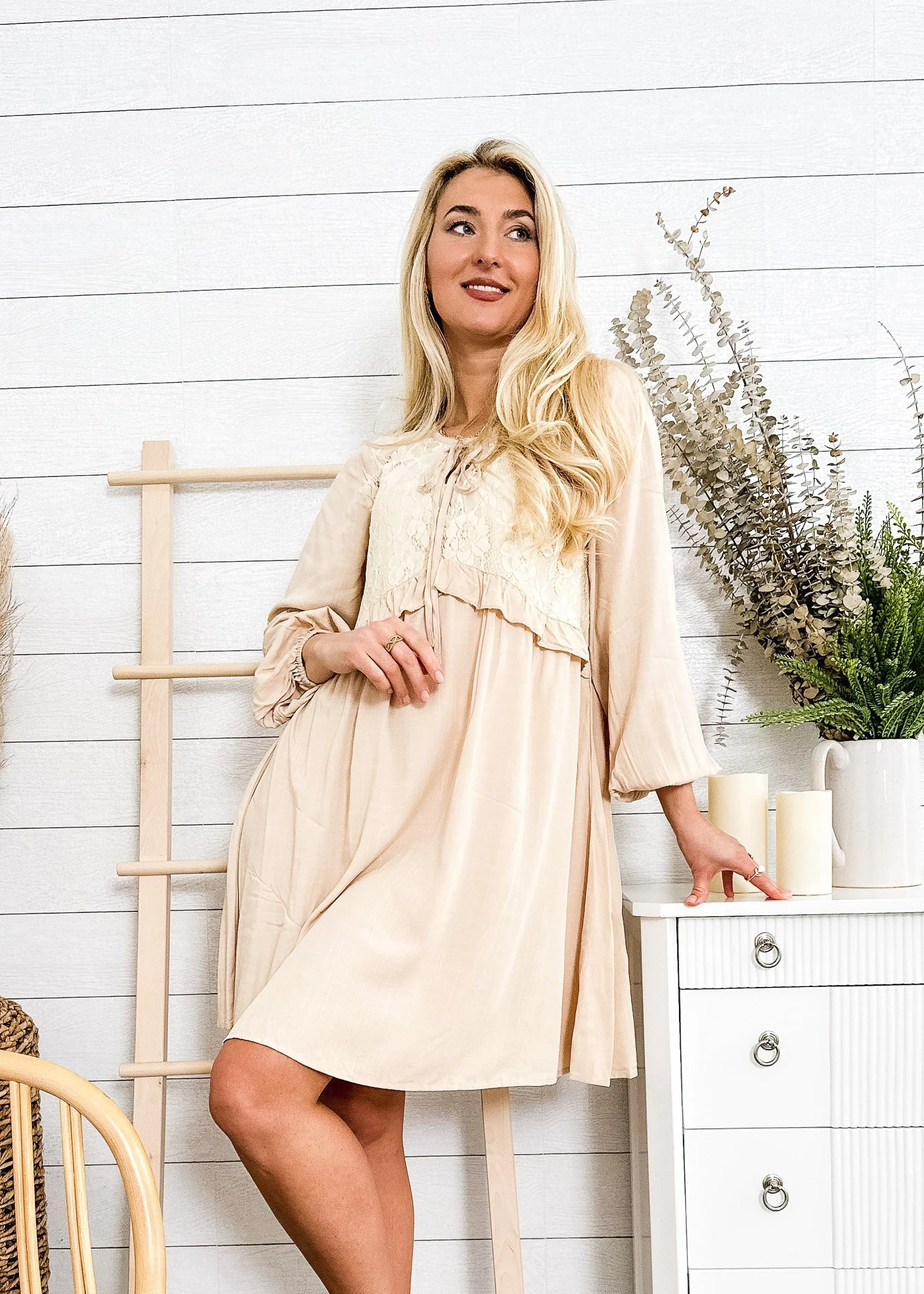 Tie Neck Tunic Dress - Image 6