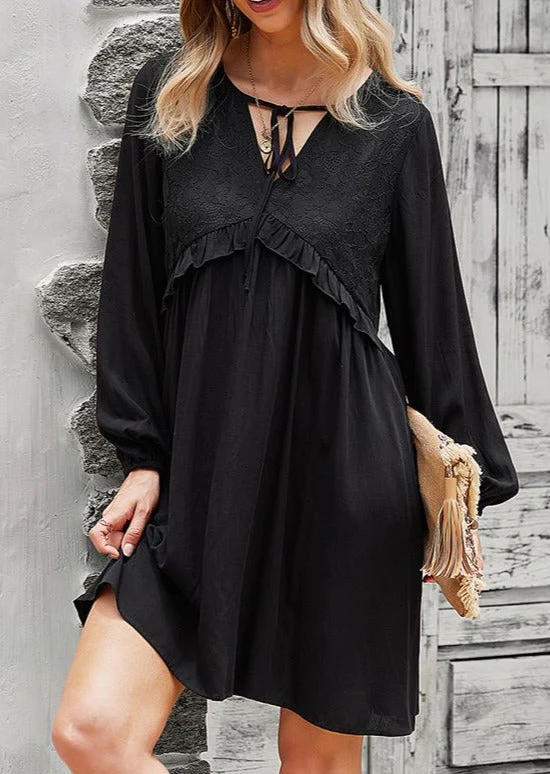 Tie Neck Tunic Dress - Image 7